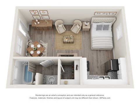 Floor plan for studio, 1 bath, 427 sqft